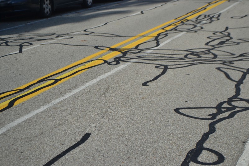 Some tar road repairs at Carnegie Mellon