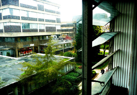 Office window, Howell Building, Brunel University